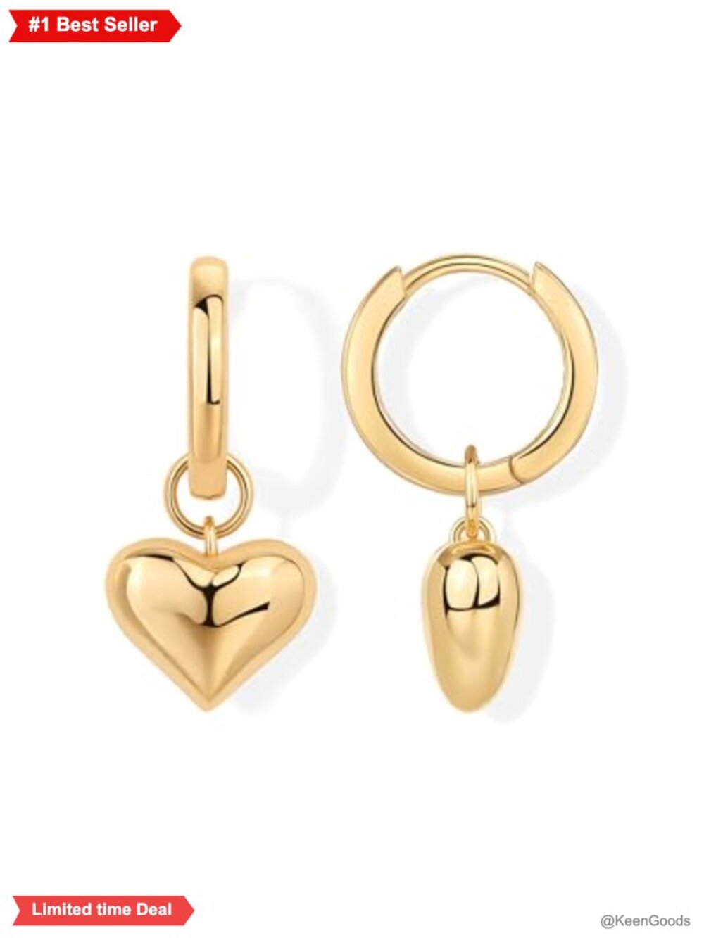 14K Gold Plated Charm Huggie Earrings Dangle Motifs Hypoallergenic